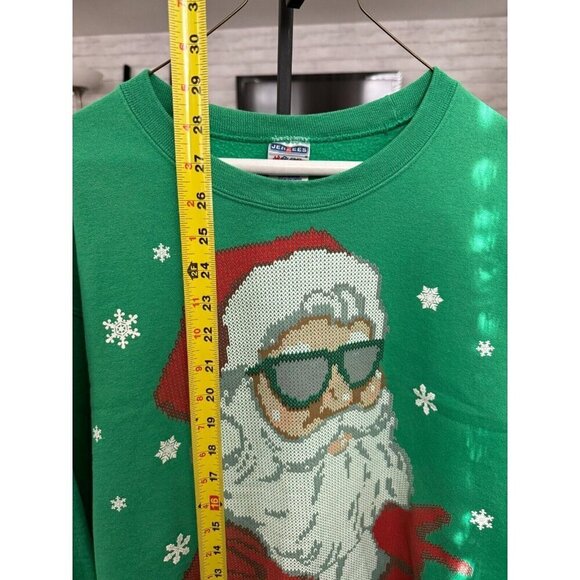 Jerzees Green Happy Holla Days Ugly Christmas Sweater Sweatshirt Tacky Size L - Picture 4 of 5